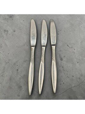 Orleans Silver Stainless Japan 3 Dinner Knives Vintage Flatware 1960s